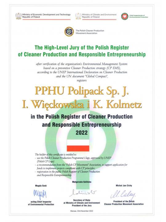 Registro polacco della produzione più pulita e dell'imprenditoria responsabile